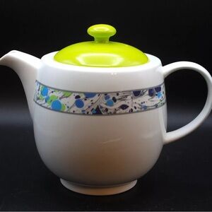 Portmeirion Novella Moonlight White Blue Lime Green Abstract Ceramic Teapot